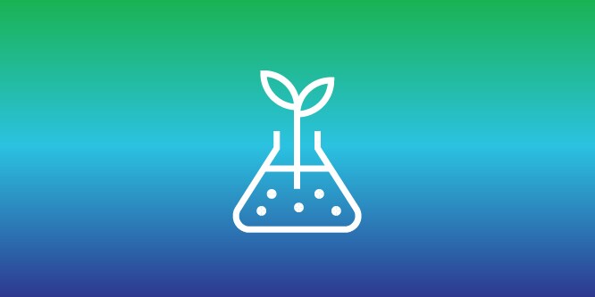 Graphic of a plant in a beaker, symbolising 3M's commitment to sustainable graphic material and product innovation.
