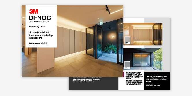 Hotel norm. air fuji: 3M&amp;trade; DI-NOC&amp;trade; Architectural and FASARA&amp;trade; Glass Finishes