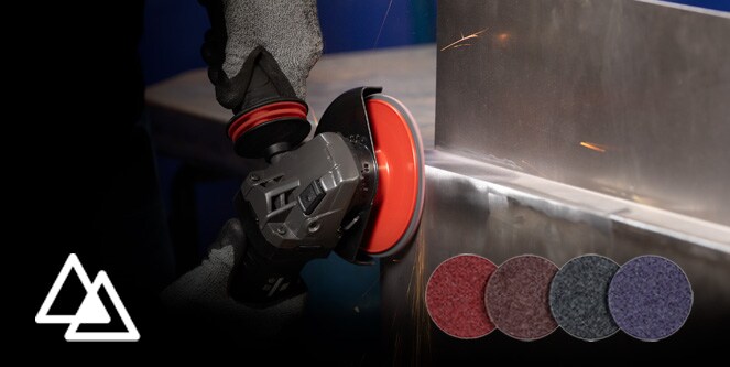 Worker using Scotch-Brite Precision Heavy Duty Surface Conditioning Disc to finish metal

