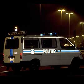 Reflective tape on traffic control vehicle