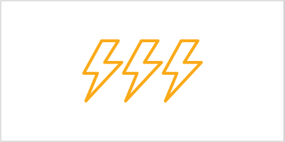 3 orange lightning bolts graphic representing dielectric strength
