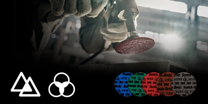 Worker using Scotch-Brite Precision Surface Conditioning Disc
