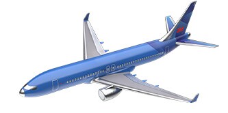 A blue airplane
