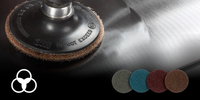 Close up of Scotch-Brite SC Surface Conditioning Disc finishing metal
