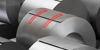 Rolled steel with two red tapes
