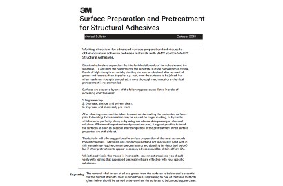 Image of a technical bulletin &ldquo;Surface Preparation and Pretreatment for Structural Adhesives&rdquo;