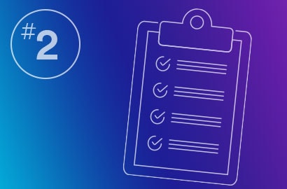 Line drawing of a checkoff sheet on a clipboard over a gradient background