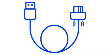 Minimalist line illustration of USB3 vision cable
