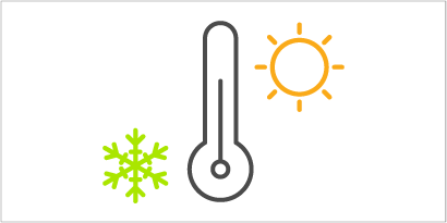 Thermometer graphic representing hot and cold temperature
