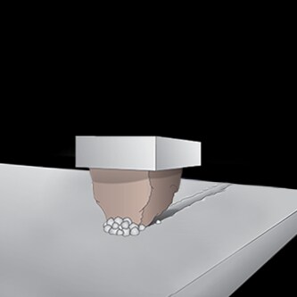Close up image of conventional ceramic abrasive
