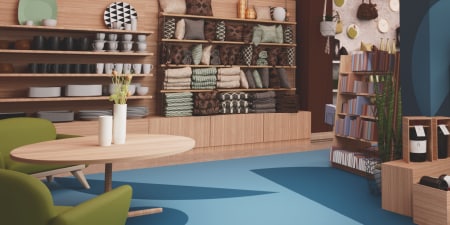 Cozy retail interior with shelves and decor, highlighting 3M's indoor signages
