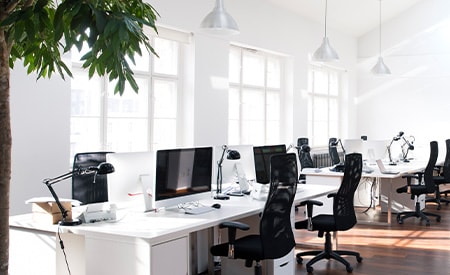 Modern furnished office interiors using 3m window films
