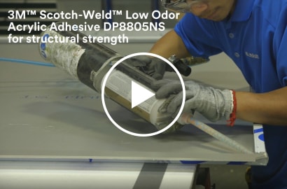 An image of how 3M structural adhesives (a liquid and a tape) helped MG McGrath increase throughput