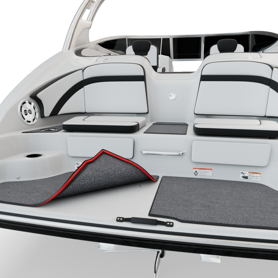 Carpet attachment on boat deck