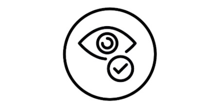 Icon of eye with a check mark representing aesthetics
